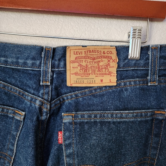LEVIS x VINTAGE 505 Dark Wash Denim USA Made Size 16 - Picture 7 of 7